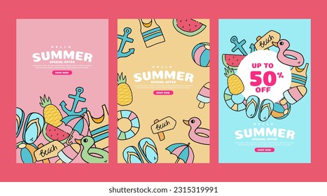 hand drawn illustration template for summer season