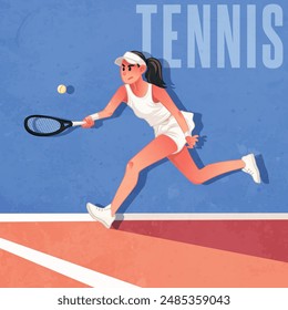 Hand drawn illustration of tennis player cartoon