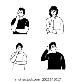 hand drawn illustration of thinking person