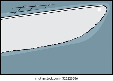 Hand drawn illustration of tip of knife cutting