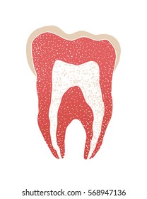 Hand drawn illustration of a tooth isolated on white background. Vector.