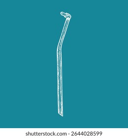 Hand drawn illustration of a toothbrush. Dental instruments, in-home oral care, and personal health care. Simple doodle drawing  in sketch style