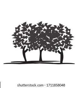 Hand Drawn Illustration Trees Vector