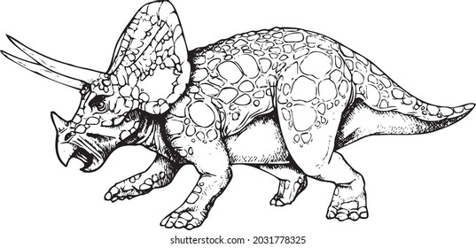 A hand drawn illustration of a Triceratops converted to vector