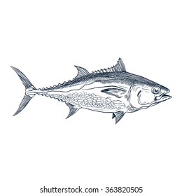 Illustration Tuna Fish Engraving Style Design Stock Illustration ...