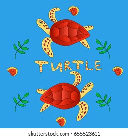 Hand Drawn illustration of turtles