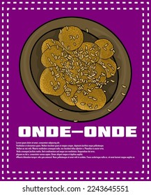 Hand drawn illustration of typical indonesian food onde-onde