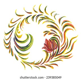 Hand drawn illustration in Ukrainian folk style. Vector illustrations. 