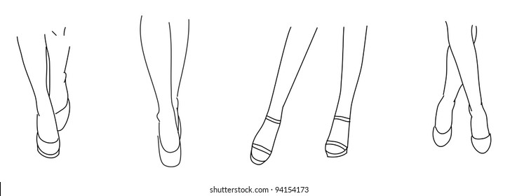 Hand Drawn Illustration Various Women Legs Vector De Stock Libre De Regalías 94154173 