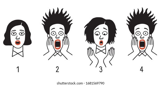 Hand drawn illustration vector art  scared faces