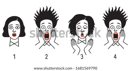 Hand drawn illustration vector art  scared faces