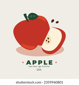 hand drawn illustration vector of cute isolated flat minimal motif apple doodle-style design illustrations