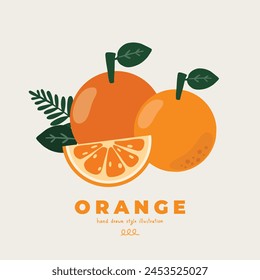 hand drawn illustration vector of cute isolated flat minimal motif orange doodle-style design. For poster, sticker, banner, artwork, social media