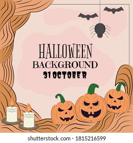 Hand drawn illustration vector design of Halloween background with blank copy space text area