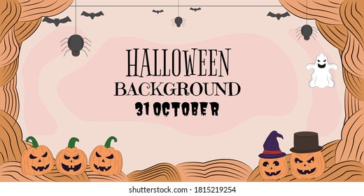 Ilustración dibujada mano diseño vectorial del fondo de Halloween con área de texto de espacio de copia en blanco