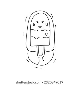 Hand drawn Illustration vector graphic Kids drawing style funny cute ice cream plays skipping in a cartoon style by wordspotrayal