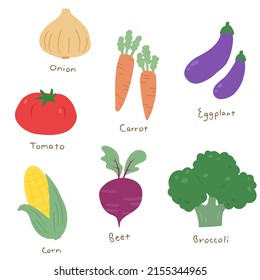 Hand drawn illustration of vegetables.
