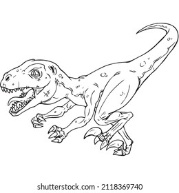 A hand drawn illustration of a Velociraptor made into a Vector image.