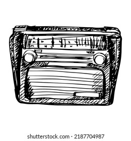 Hand drawn Illustration  vintage radio 