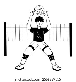 A hand drawn illustration of volleyball player 
