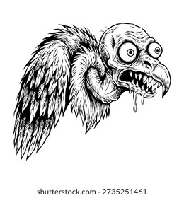 hand drawn illustration of a vulture vector