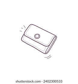 Hand Drawn illustration of wallet icon. Doodle Vector Sketch Illustration