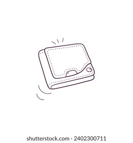 Hand Drawn illustration of wallet icon. Doodle Vector Sketch Illustration
