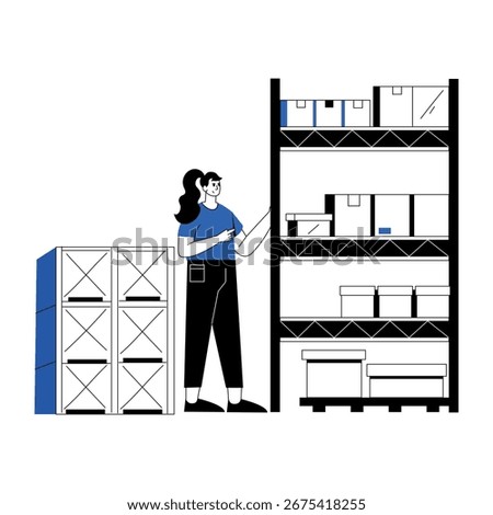 Hand drawn illustration of a warehouse associate 
