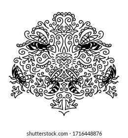 Hand drawn illustration of wasps. Vector pattern with doodles of wasps, flowers and decorative elements.