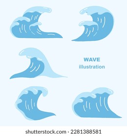 Ilustración de las olas dibujada a mano.