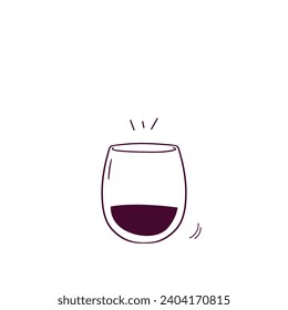 Hand Drawn illustration of wine glass icon. Doodle Vector Sketch Illustration