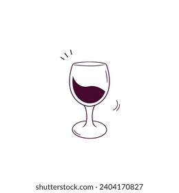 Hand Drawn illustration of wine glass icon. Doodle Vector Sketch Illustration