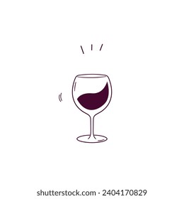 Hand Drawn illustration of wine glass icon. Doodle Vector Sketch Illustration