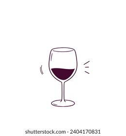 Hand Drawn illustration of wine glass icon. Doodle Vector Sketch Illustration