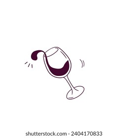 Hand Drawn illustration of wine glass icon. Doodle Vector Sketch Illustration