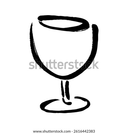 Hand drawn illustration of wine glass with brush touch