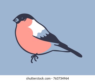 Hand drawn illustration winter bird. Creative ink art work. Actual vector drawing 
bullfinch