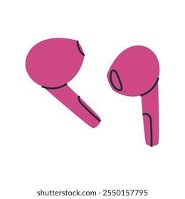 Hand drawn illustration of wireless earbuds. Audio equipment