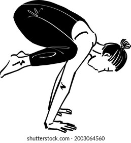 hand drawn illustration of the woman doing the yoga pose