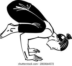 hand drawn illustration of the woman doing the yoga pose