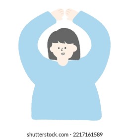 Hand drawn illustration of a woman doing O pose.