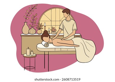 A hand drawn illustration of a woman recieving massage.