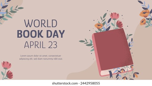 Hand drawn illustration for world book day celebration social media post template. Read more books. Set for book lovers. Various books, stack of books, notebooks. Vector illustration