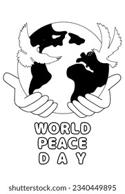 hand drawn illustration for world peace day poster. isolated in white