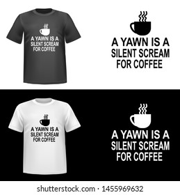 Hand drawn illustration of yawn silent scream coffee, avatar, text, tshirt print, vector illustration
