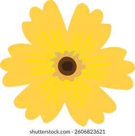 Hand drawn illustration of yellow flower