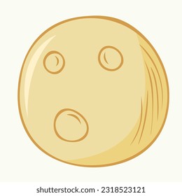 Hand drawn illustration of a yellow full moon with lunar craters. Vector illustration for Walpurgis Night