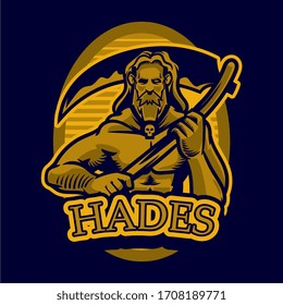 Hand drawn illustrations ancient Greek myths. Hades the ancient Greek god of the underworld. Hades, the god of the dead and the king. Greek god and goddess vector illustration series.