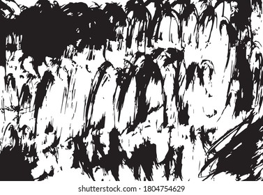 Ilustraciones dibujadas a mano de pinceladas de pincel, fondo de textura gruesa aislado sobre fondo blanco.  