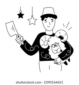 Ilustraciones hechas a mano de carnicero 